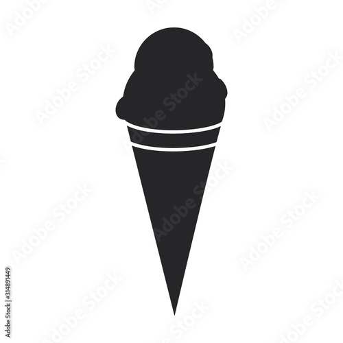 Ice cream in cone vector icon.Black vector icon isolated on white background ice cream in cone.