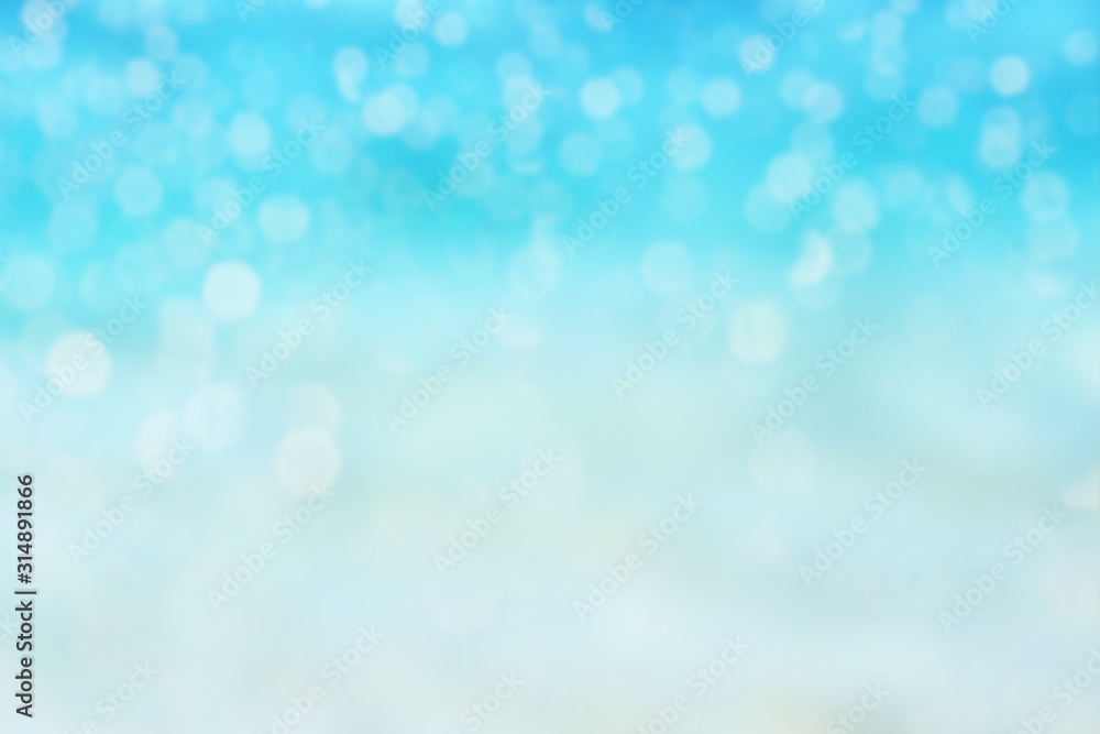 winter blue and white bokeh background