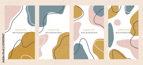 Social media story cover page. Invite and Invitation, Creative organic shape backgroud vector, Minimal trendy style  social media stories template.