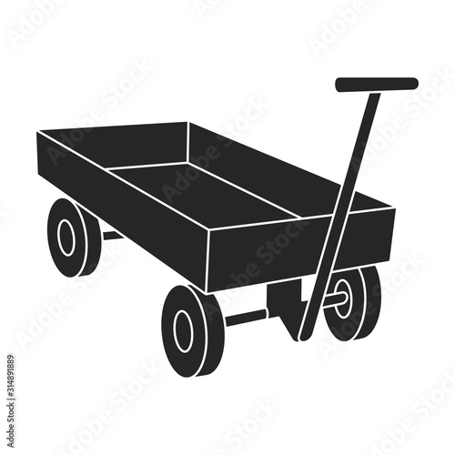Wheelbarrow vector icon.Black vector icon isolated on white background wheelbarrow .