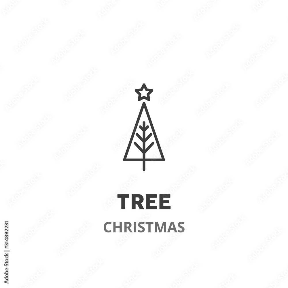 Christmas tree  thin line icon. Christmas theme, New Year celebration. Vector illustration symbol element for web design. .