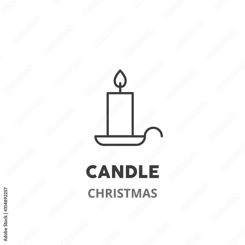 Candle thin line icon. Christmas theme, New Year celebration. Vector illustration symbol element for web design. . Candle thin line icon. Christmas theme, New Year celebration. Vector illustration symbol element for web design. .