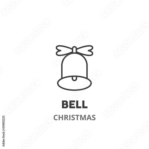 Bell thin line icon. Christmas theme, New Year celebration. Vector illustration symbol element for web design.
