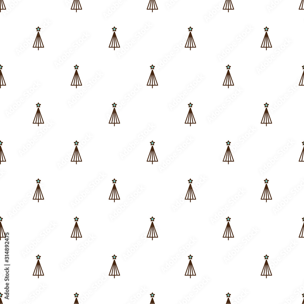 Tree thin line pattern background. Christmas and New Year celebration. .