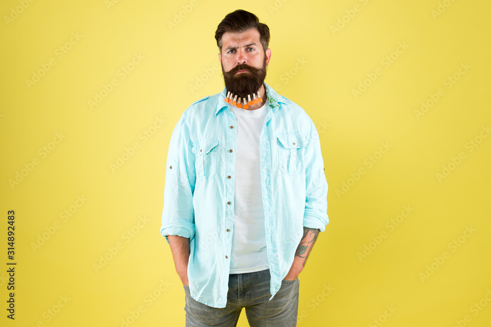 man clothespin on beard. brutal male put clothespin with hearts on beard. bearded man hipster casual style. valentines day. love care my beard hair. laundry. hair drying. barbershop man clothespin on beard. brutal male put clothespin with hearts on beard. bearded man hipster casual style. valentines day. love care my beard hair. laundry. hair drying. barbershop