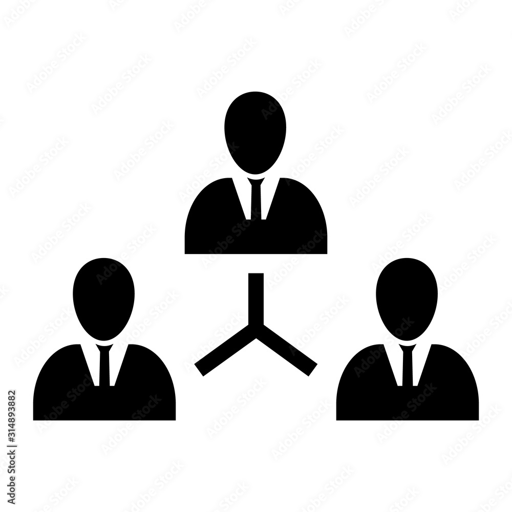 Three people connected in a network - symbol for download. Vector icon Three people connected in a network - symbol for download. Vector icon