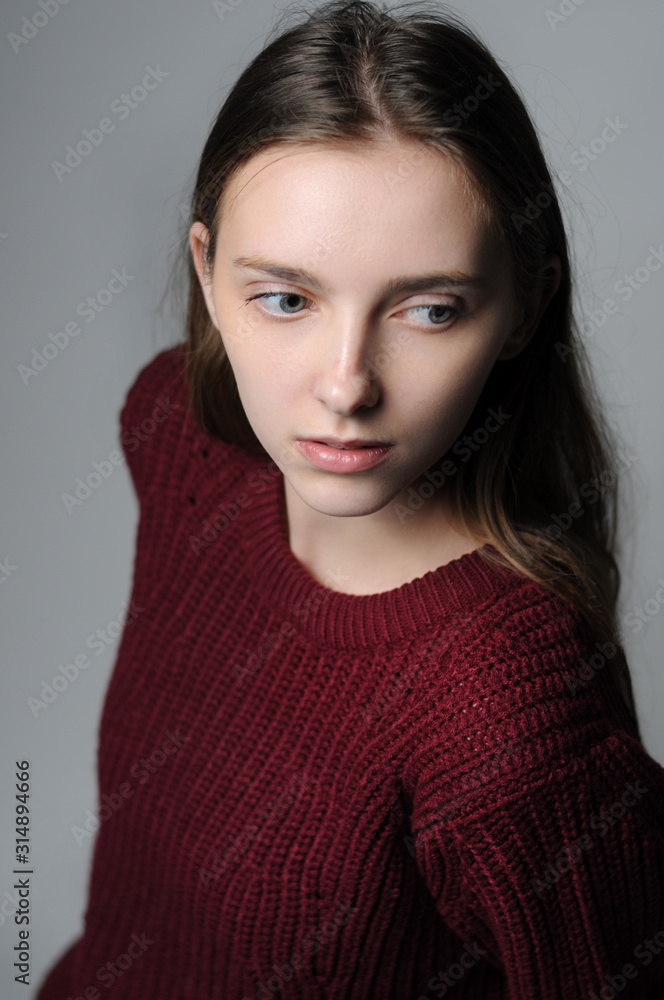 Portrait of beautiful female face with natural skin Portrait of beautiful female face with natural skin
