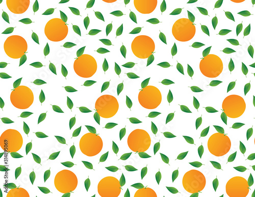 Fototapeta Naklejka Na Ścianę i Meble -  Orange Green Oranges Pattern
