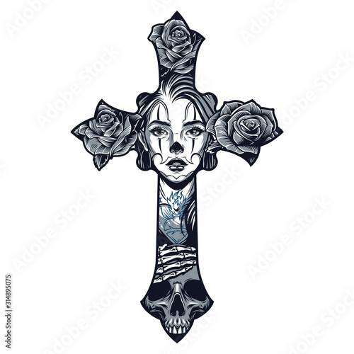 Chicano style tattoo template