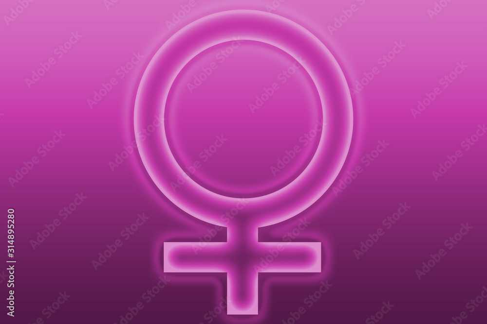 Símbolo de la mujer sobre fondo rosa. Símbolo de la mujer sobre fondo rosa.