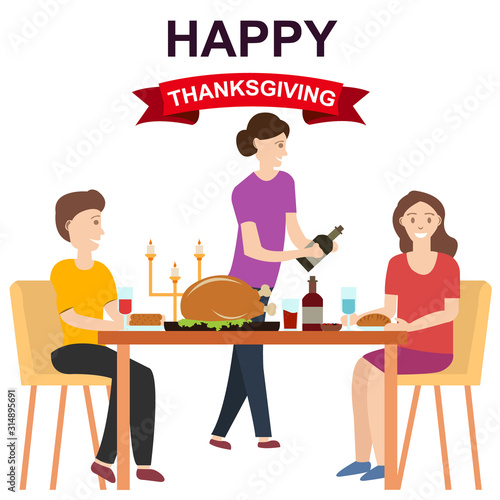 Happy thanksgiving family having dinner in restaurant © ZiroGraphix