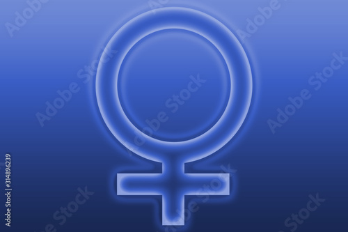 Símbolo de la mujer sobre fondo azul.