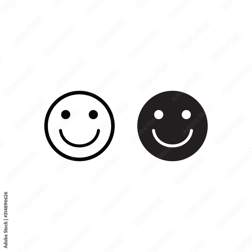 Fototapeta premium smile icon/ Happy face/ line style icon/ black vector symbol of smile 