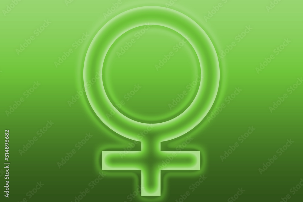 Obraz premium Símbolo de la mujer sobre fondo verde.