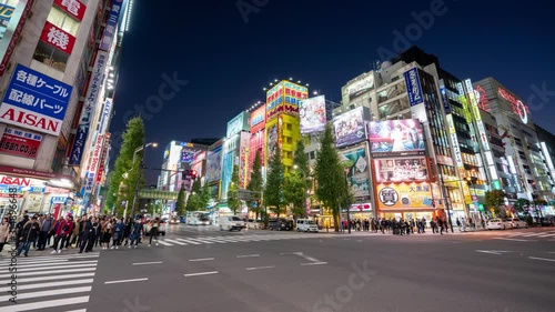 Akihabara, Japan- November 6, 2019: 4K time lapse video of Chiyoda district Akihabara Tokyo The historic electronics district has evolved into a shopping area for household goods photo