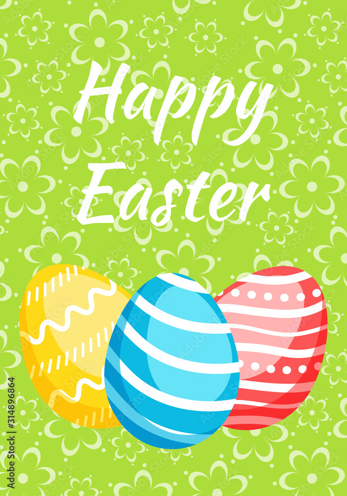 Happy Easter greeting card with сolorful eggs Happy Easter greeting card with сolorful eggs