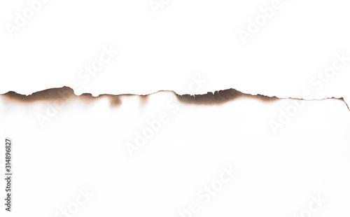 Paper burned old grunge on white background with clipping path.