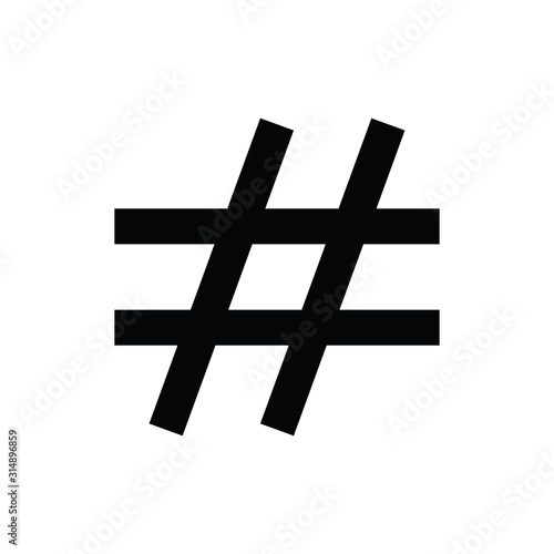 hashtag icon, social trend. black vector symbol of 