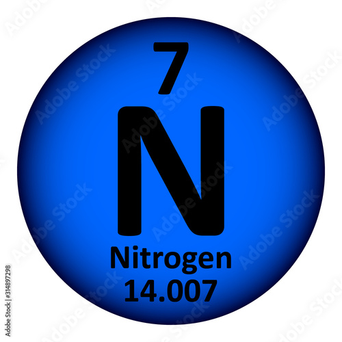 Periodic table element nitrogen icon.