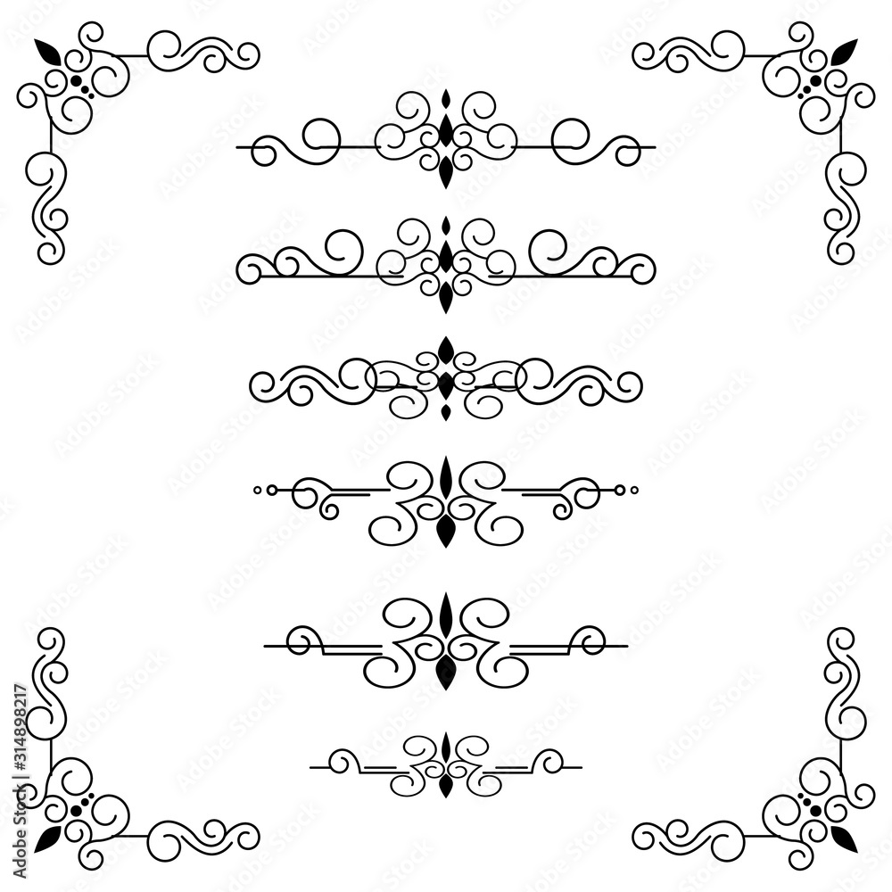 Obraz premium Classic ornament frame, vintage border set Premium Vector