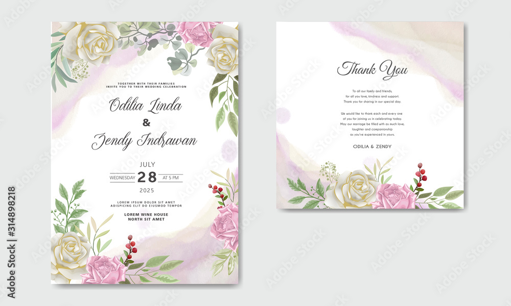 romantic flower wedding invitation