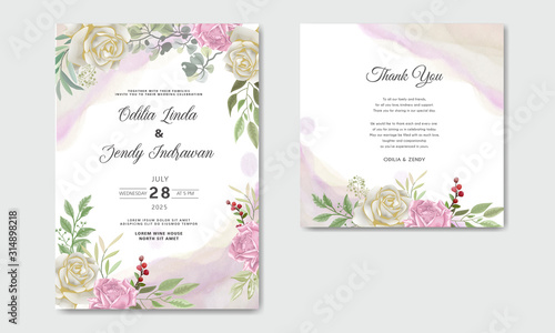 romantic flower wedding invitation