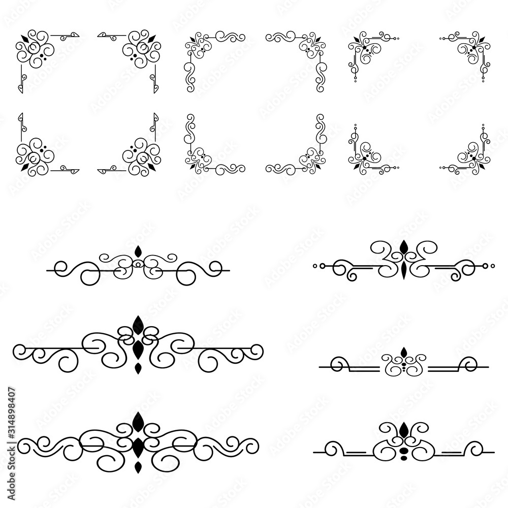 Obraz premium Classic ornament frame, vintage border set Premium Vector