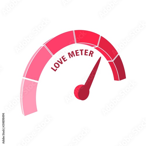 Level scale with arrow . The measuring device isometric icon. Love meter gauge element