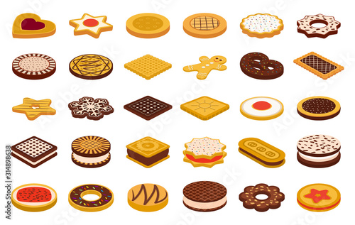 Cookie of food cartoon vector illustration on white background. Biscuit cake cartoon vector set.Isolated vector icon cookie of food.