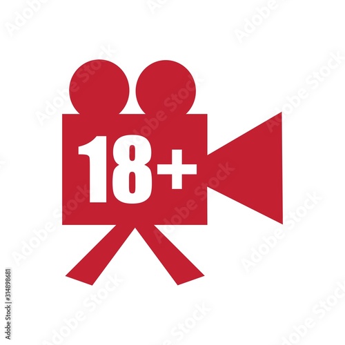 Sensitive and explicit video content. Inappropriate content. Internet safety concept. Censored only adult 18 plus. Retro reel cinema projector icon. Not safe for work concept