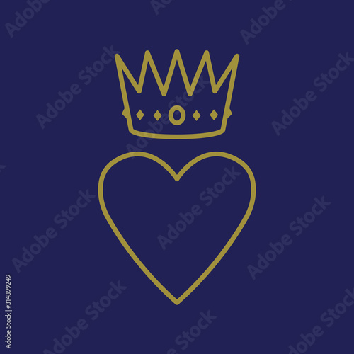  Heart and gold crown monarchy traditional victorian symbol love 