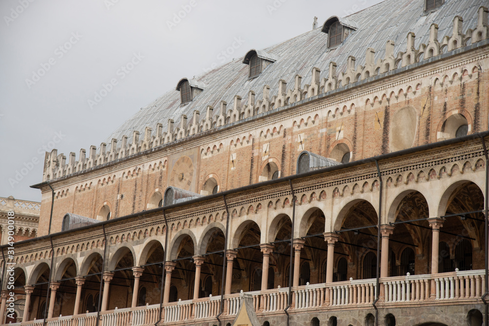 The Palazzo della Ragione in Padua, Italy. Erected from 1218 and raised in 1306 by Giovanni degli Eremitani. Detail of the shape of an overturned ship's hull.