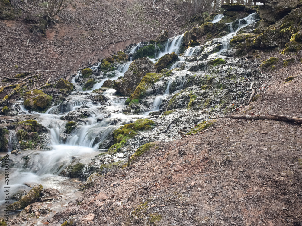 beautiful landscape with water cascade, long exposure method beautiful landscape with water cascade, long exposure method