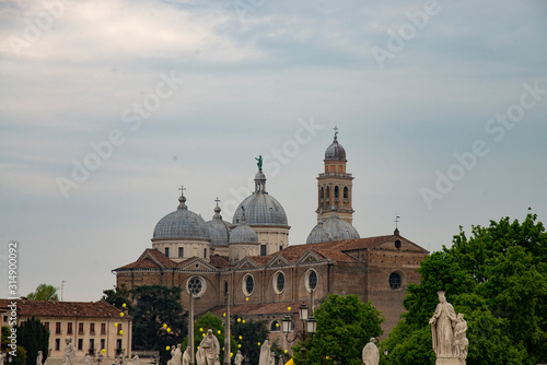 The abbey basilica of Santa Giustina is an important Catholic place of worship in Padua, located in Prato della Valle. View of the multiple external domes, a Bramante influence.