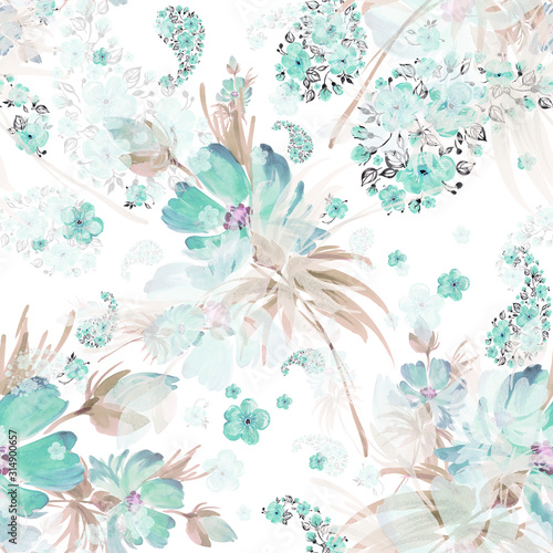  Watercolor seamless pattern floral arrangement