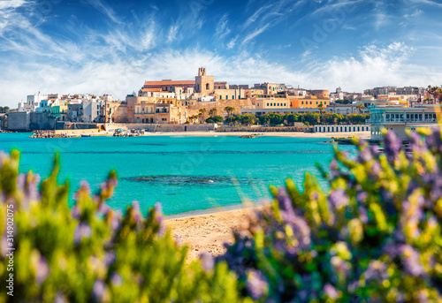 Fototapeta Naklejka Na Ścianę i Meble -  Coastal town in southern Italy’s Apulia region - Otranto, Apulia region, Italy, europe. Popular Alimini Beach on background. Traveling concept background.