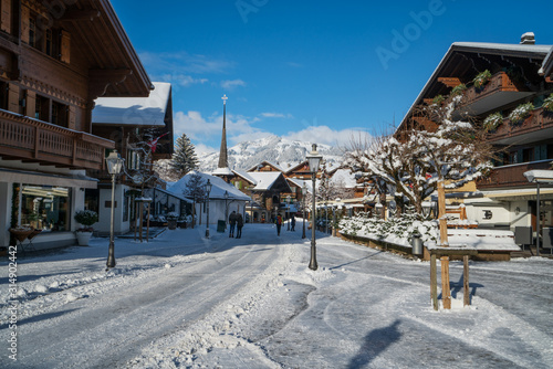 Gstaad village in winter