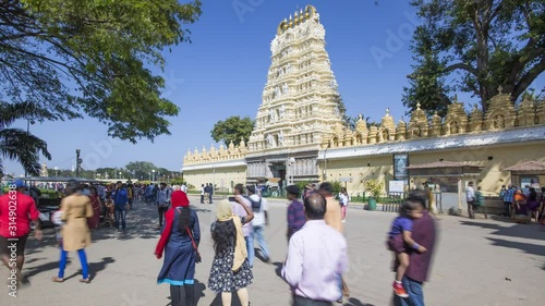 India, Karnataka, Mysore, City Palace, Sri Varahaswamy Temple in the Palace grounds - time lapse photo