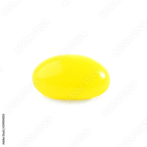 Tasty small lemon drop isolated on white