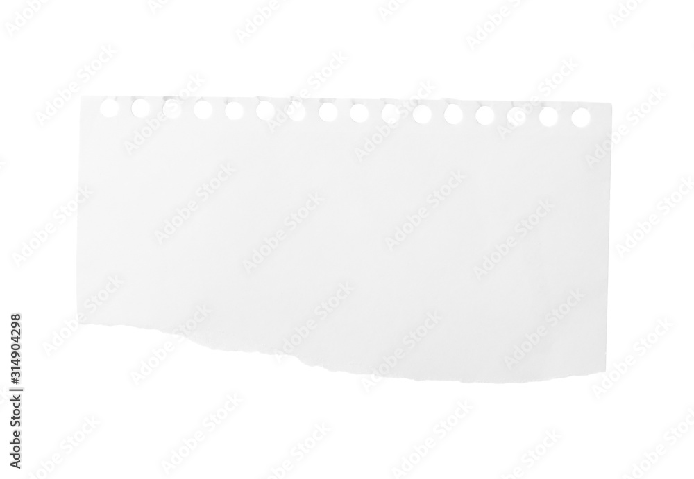 Fototapeta premium Piece of blank notebook paper isolated on white. Space for design