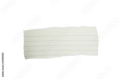 Piece of blank notebook paper isolated on white. Space for design