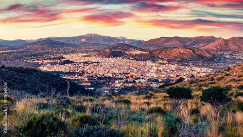 Obraz na plátně Unbelievable sunrise in Sicily, Italy