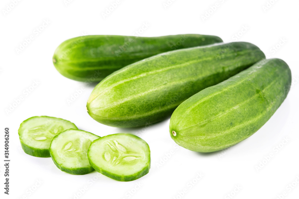 Wet cucumber isolated on white background Wet cucumber isolated on white background
