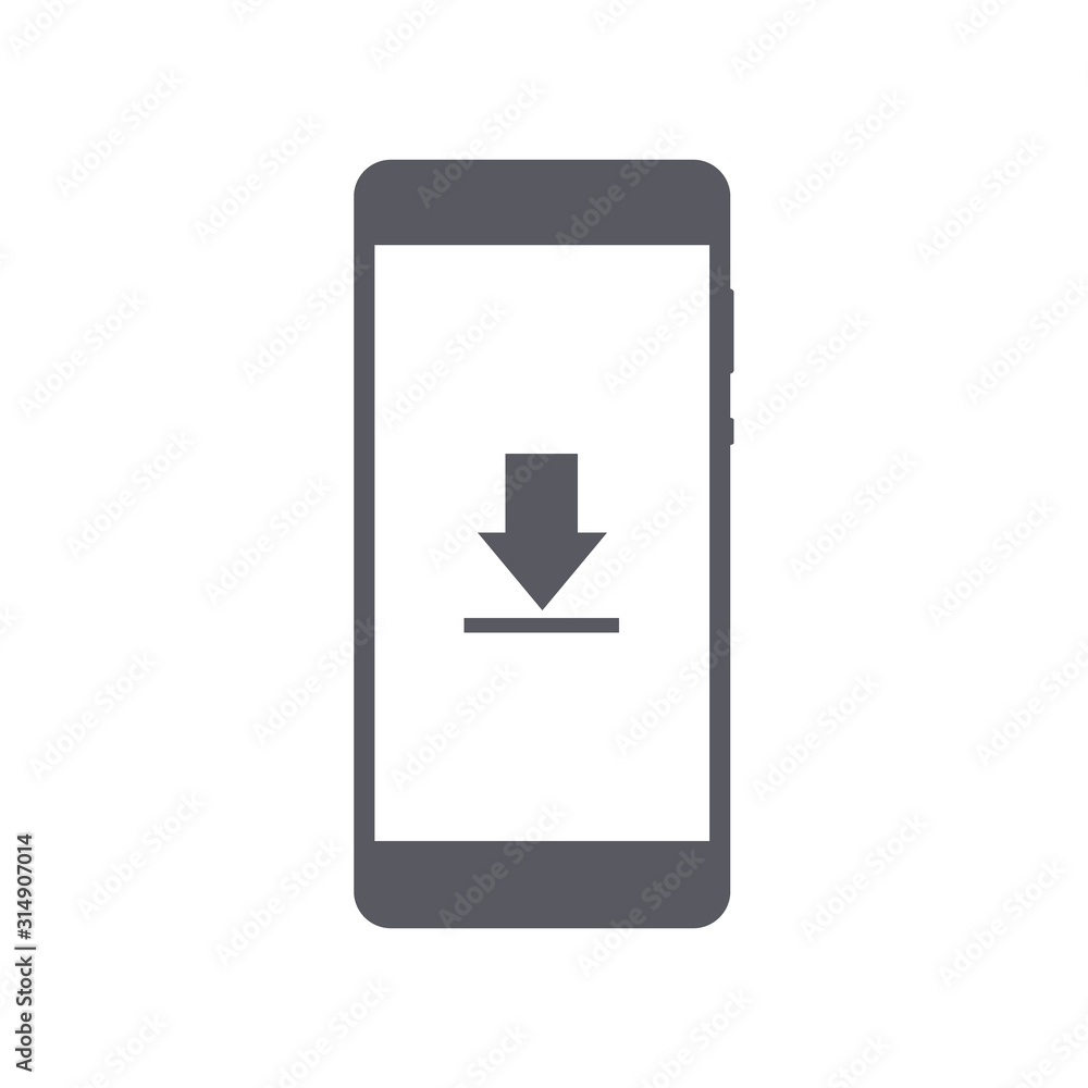 Download smartphone icon. File download on screen. Vector illustration flat line design isolated on white background. Download smartphone icon. File download on screen. Vector illustration flat line design isolated on white background.