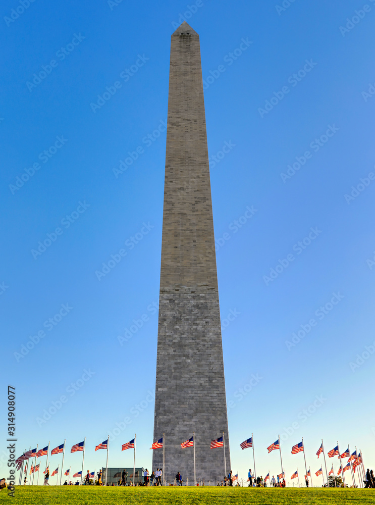 The Washington Monument on the National Mall in Washington, DC.