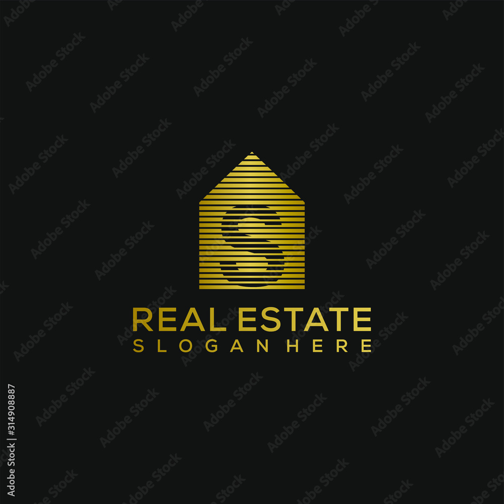 letter S house template. real estate luxury logo design