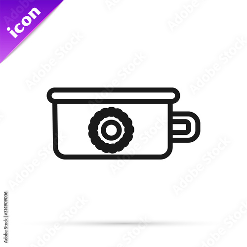 Black line Baby potty icon isolated on white background. Chamber pot.  Vector Illustration