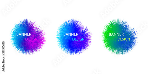 Modern set of bright abstract banners.Gradient trendy colors for design.Set for advertising labels .Multi-colored fur .Vector illustration.