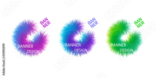 Modern set of bright abstract banners.Gradient trendy colors for design.Set for advertising labels .Multi-colored fur .Vector illustration.