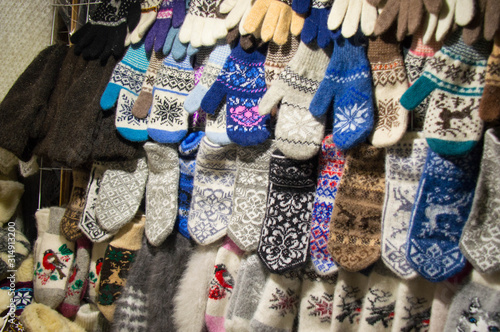 Knitwear. Socks. Warm slippers. Christmas Fair. Warm yolks. Knitted shawls. © Hanna Ohnivenko